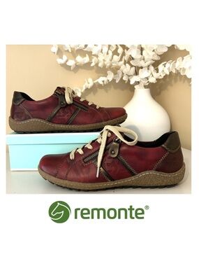 Remonte Cristallino Red Komb Lace-up/Zip Combo Walking Shoe Size 39/8